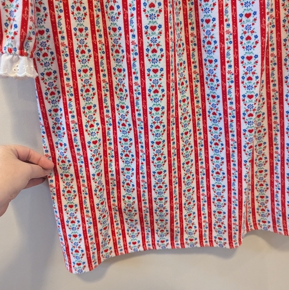 Lanz of Slazburg Flannel Striped Floral Long Nightgown - Picture 8 of 14